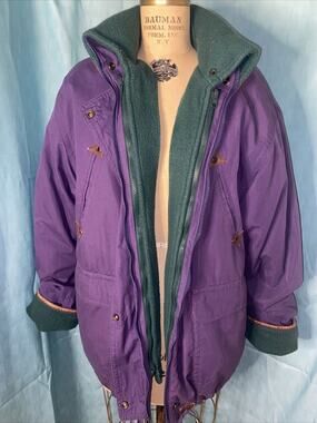 MULBERRY STREET PURPLE Teal Puff Jacket Coat Size Small Made In Russia